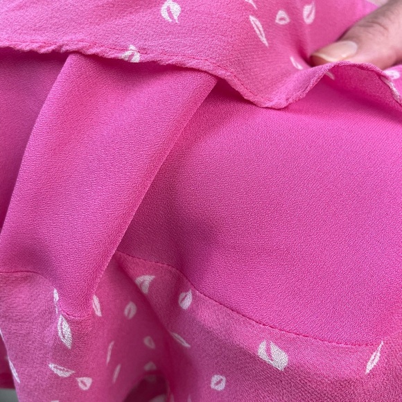 Chadwick’s Pink Sleeveless Dress with Leaf Pattern size 4, 100% silk shell - Picture 9 of 9